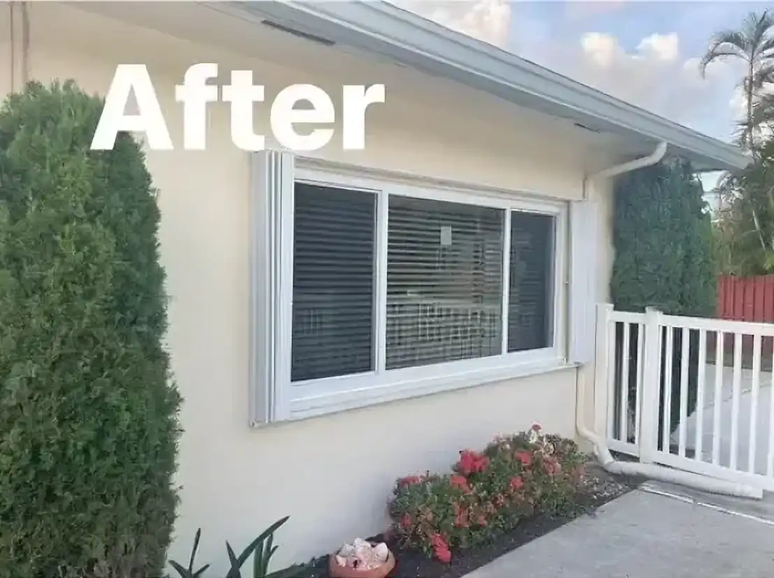 After impact window installation on South Florida home exterior