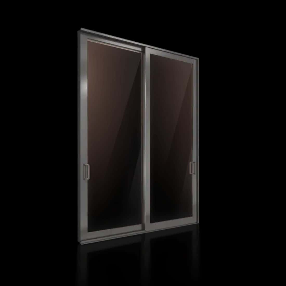 Dark bronze aluminum impact sliding glass door two panel