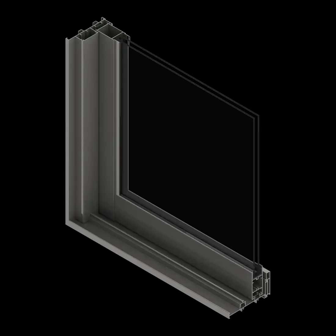 Dark bronze aluminum hurricane impact window frame with laminated glass