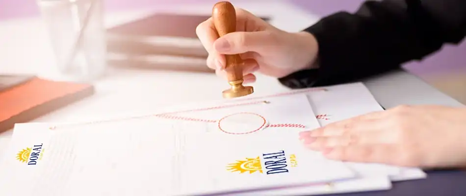Official permit stamping for Doral city impact window installation
